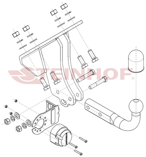 Фаркоп на Mercedes G-Class w461, w463 1989-2018, w464 2019- без снятия и подрезки бампера (паспорт и сертификат в комплекте)(без электрики) Steinhof.M-162