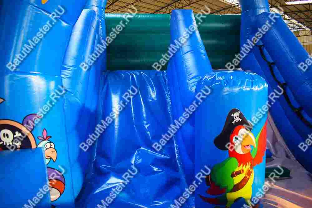 Надувной коммерческий батут-горка "Морской бой", 6*3,3*5 м.