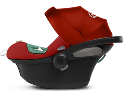 Коляска 3 в 1 Cybex Priam IV Matt Black complete и автокресло Aton S2 i-Size Hibiscus Red Cozy Beige