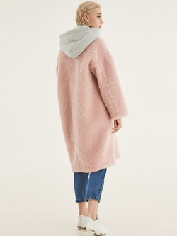 Шуба женская чебурашка из шерсти тедди, SilverFox (арт. S969cb)