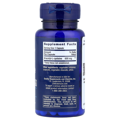 Life Extension, N-ацетил-L-цистеин, 600 мг, 60 капсул