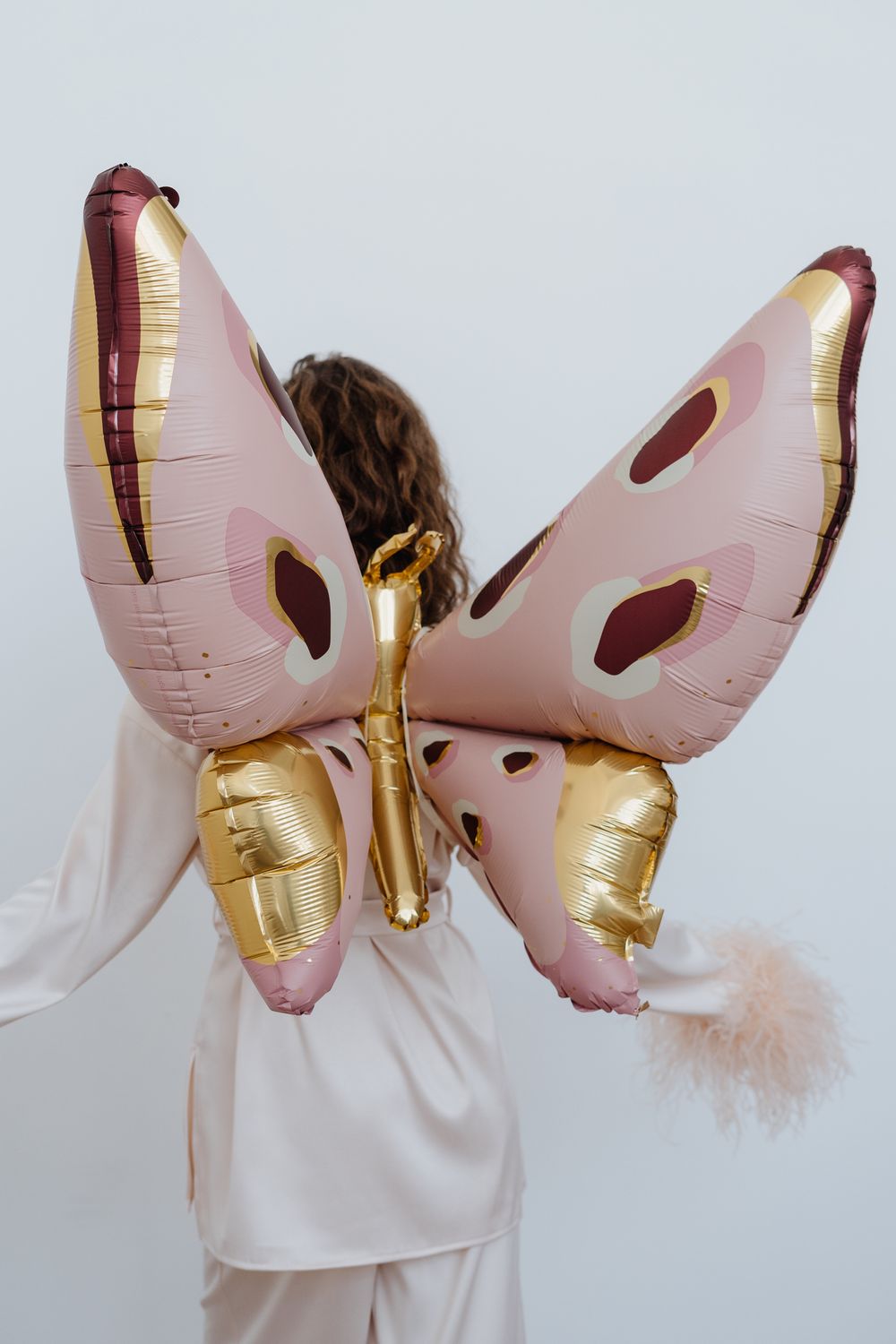 Шар 3D (45''/114 см) фигура Бабочка Карнавальные крылья Розовый (БГ-40) 