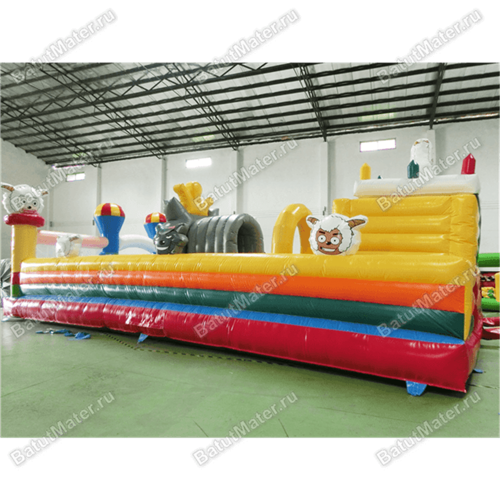 Надувной батут с крышей "Злой страшный серый волк"