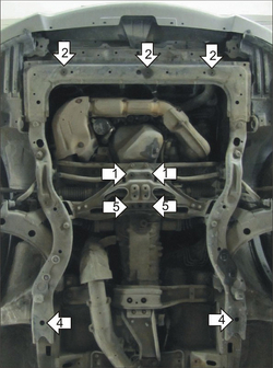 Защита картера Двигателя, КПП. 5 мм, Алюминий. для Subaru Impreza Wrx 2000-2007 MOTODOR.32227