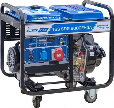 Генератор дизельный с воздушным охлаждением ТСС SDG 6000 EH3A открытая 077016