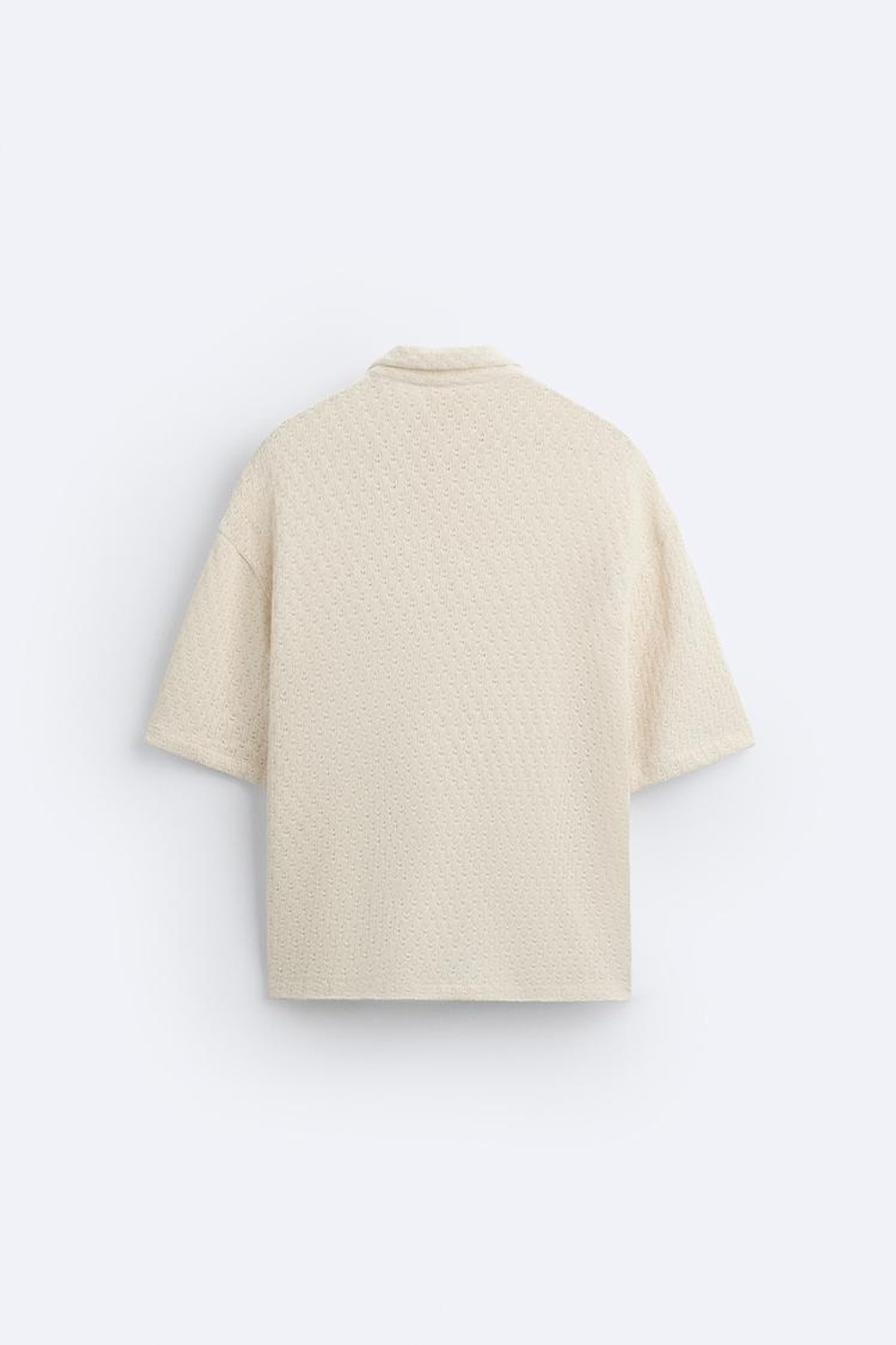 ZARA ПОЛО ИЗ ТКАНИ С РЕЛЬЕФНЫМ УЗОРОМ, ЖЕЛТОВАТО-БЕЛЫЙ