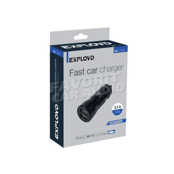 АЗУ 2USB Exployd EX-Z-424 SONDER 3100mA пластик чёрный