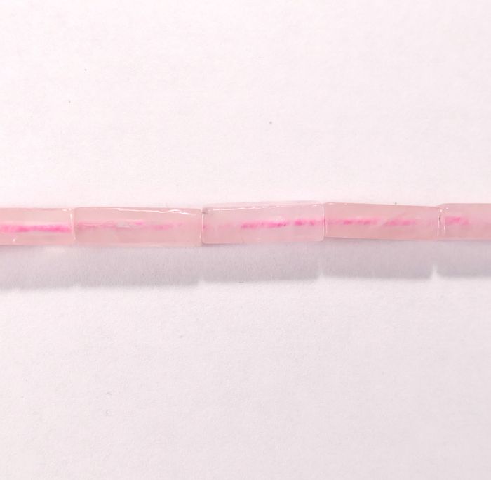 Бусина из кварца розового, фигурная, 4x13 мм (цилиндр, граненая)