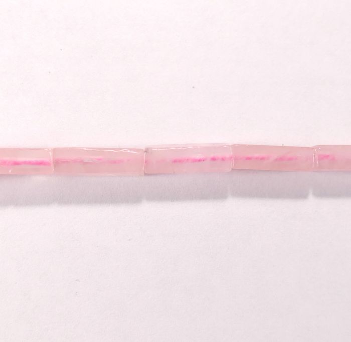 Бусина из кварца розового, фигурная, 4x13 мм (цилиндр, граненая)