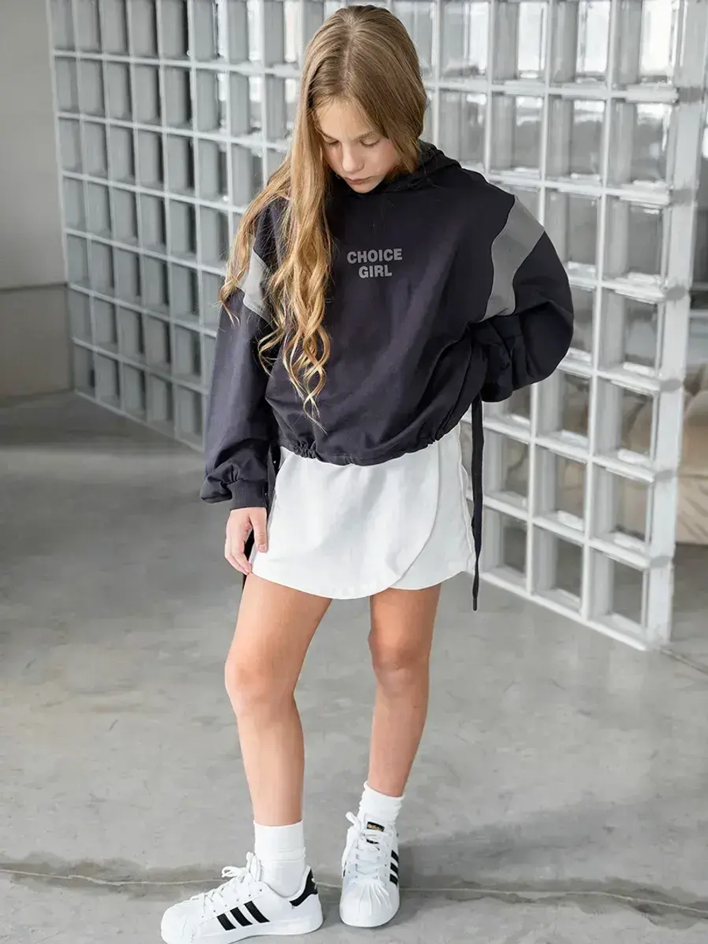 Худи для девочки с завязками в школу