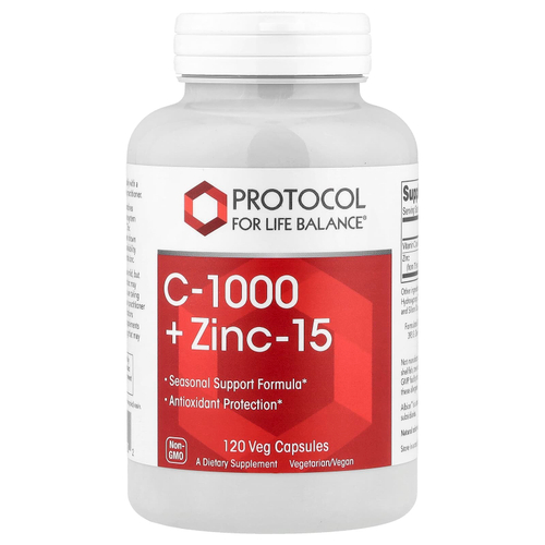 Protocol for Life Balance, C-1000 + Zinc-15, 120 вегетарианских капсул