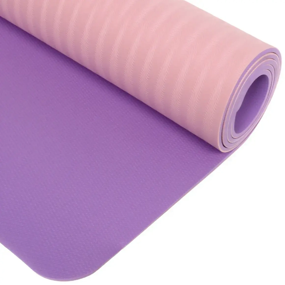 Коврик для йоги 6 мм 61х173 см Однотонный (2х сторонний), микс цветов