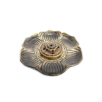 Подставка под благовония Лотос 6 лепестков, цвет бронзовый, металл силумин