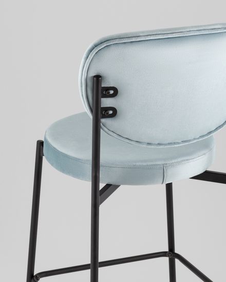 Стул полубарный Барбара NEW велюр серо-голубой NC