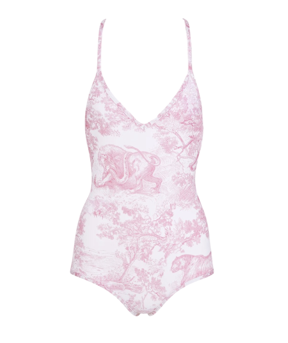 Сплошной купальник Dior Dioriviera Toile de Jouy Sauvage — бело-розовый, оригинал из Италии