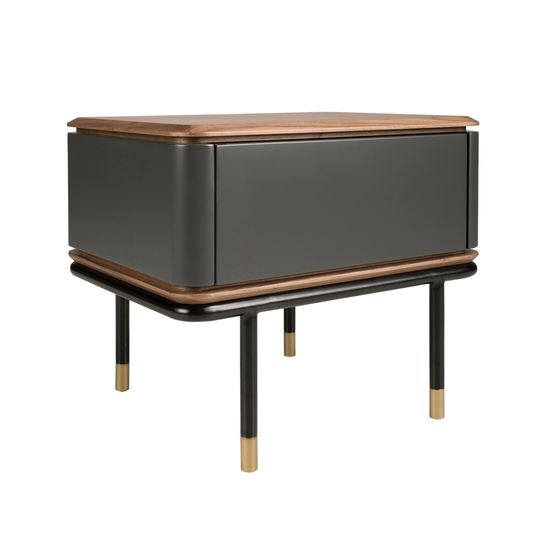 Прикроватная тумбочка 7170/CP2308H из темно-серого дерева с ореховым топом