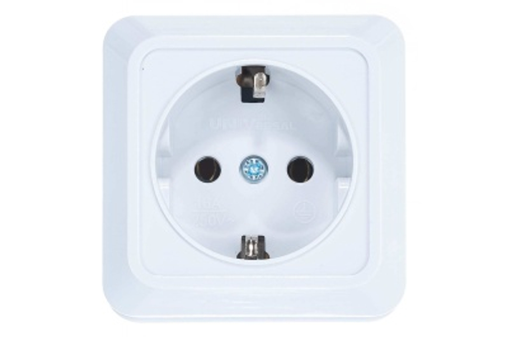 Розетка с/з бел. Олимп ОП (керамика), 16А, 220В О0028 (5/10/200)