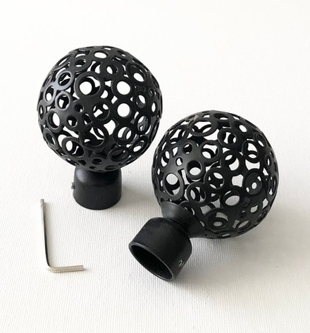 Наконечники "Шар ажурный" металлические d20 мм, цвет черный