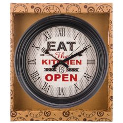 ЧАСЫ НАСТЕННЫЕ КВАРЦЕВЫЕ "CHEF KITCHEN" ДИАМЕТР=31 СМ. ДИАМЕТР ЦИФЕРБЛАТА=22,5 СМ. ЦВЕТ:ЧЕРНЫЙ (КОР