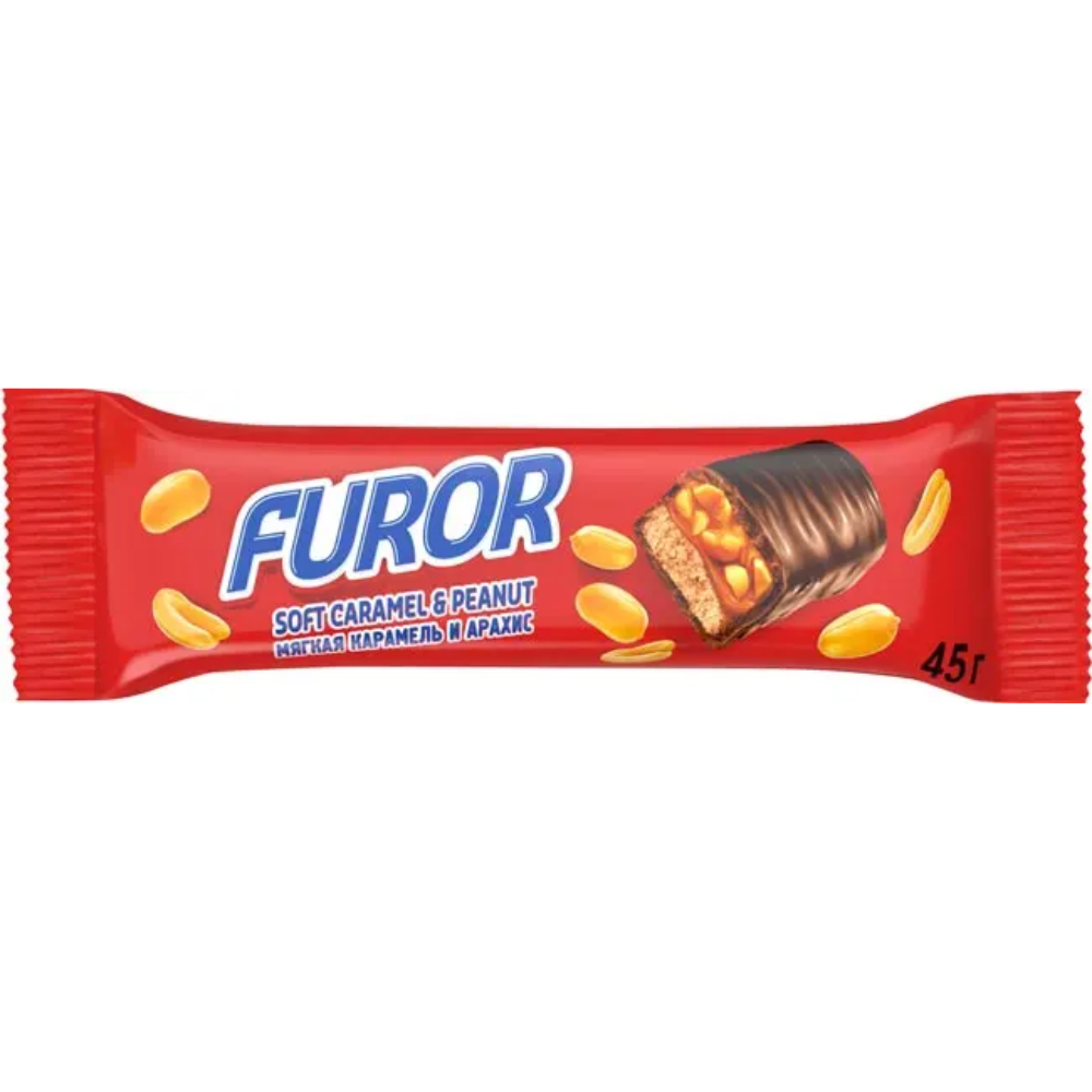 Батончик Furor мягкая карамель и арахис 45 гр
