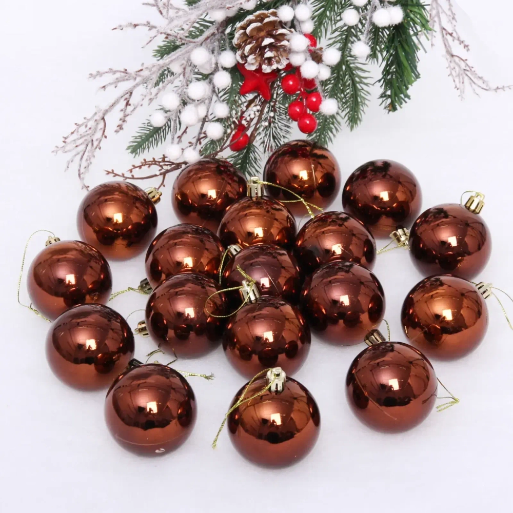 Новогодние шары 6 см (набор 24 шт) «Глянец», шоколад