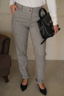 Брюки зауженные из шерсти