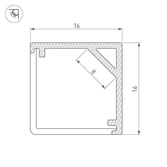 Профиль Arlight SL-KANT-H16-2000 ANOD 023723