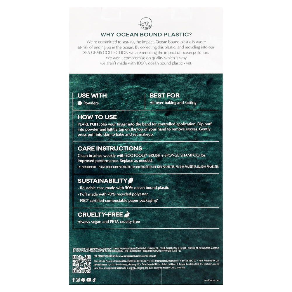 EcoTools, Sea Gems Pearl Puff, набор из 2 предметов