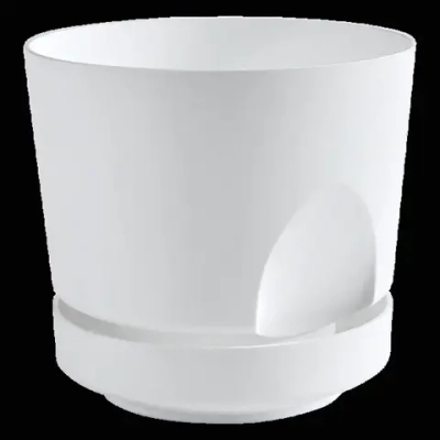 Кашпо для цветов пластиковое 0,8л d-12 см «Тренд» с поддоном Белый