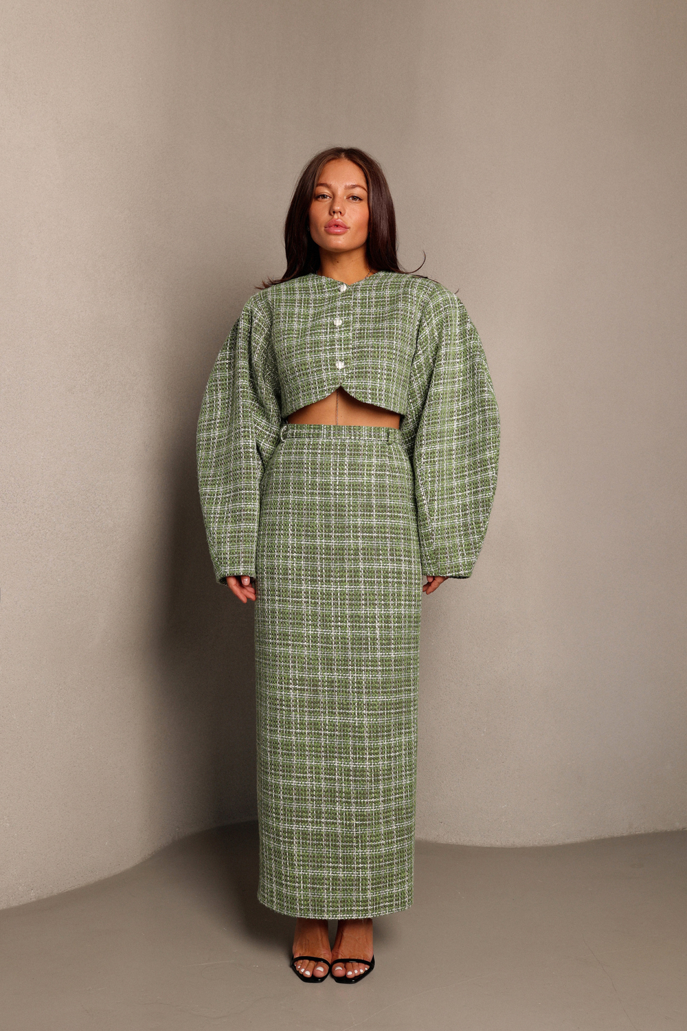 Жакет из твида О-силуэта