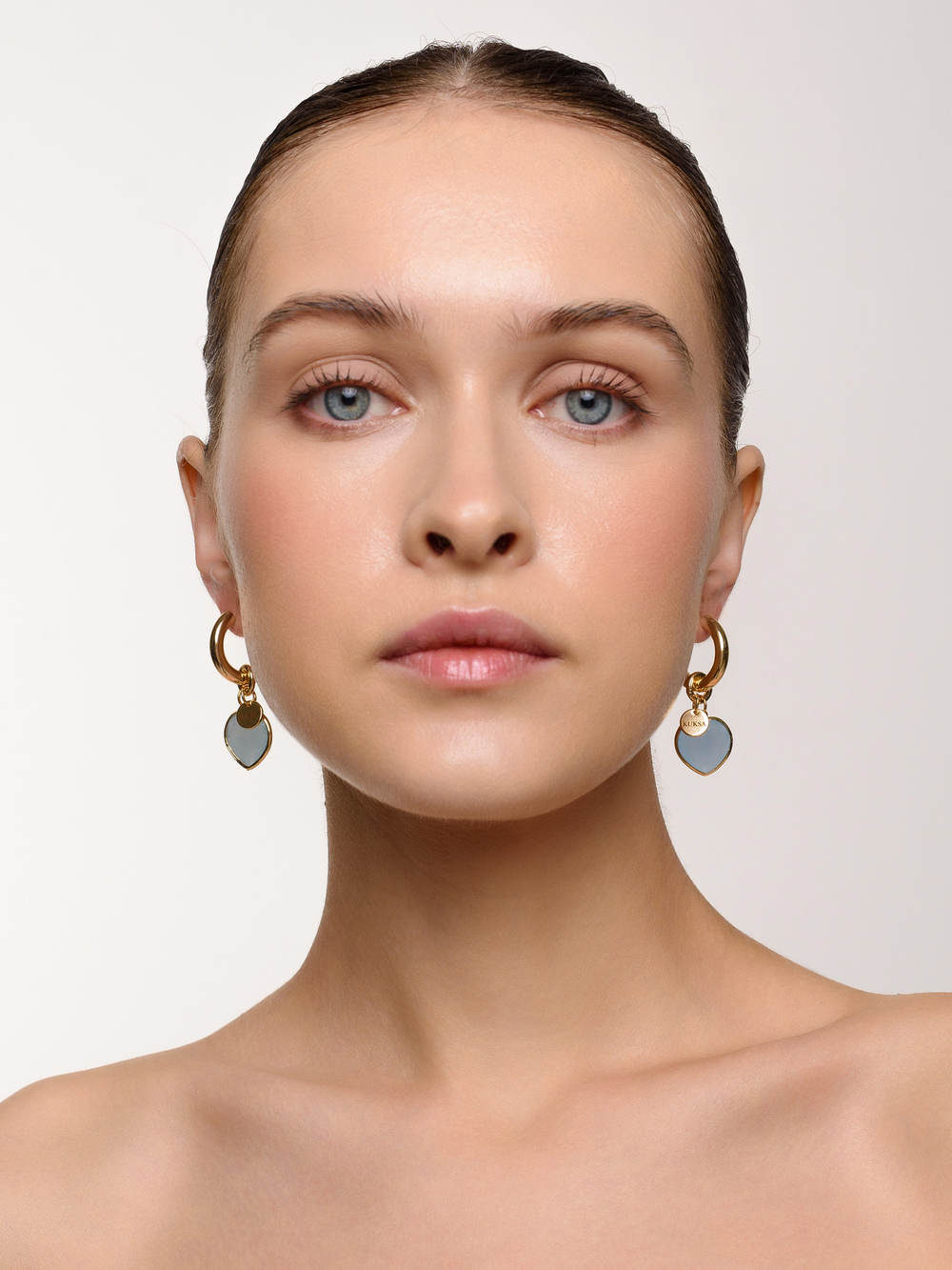 Серьги "Lovely" с голубым агатом Gold