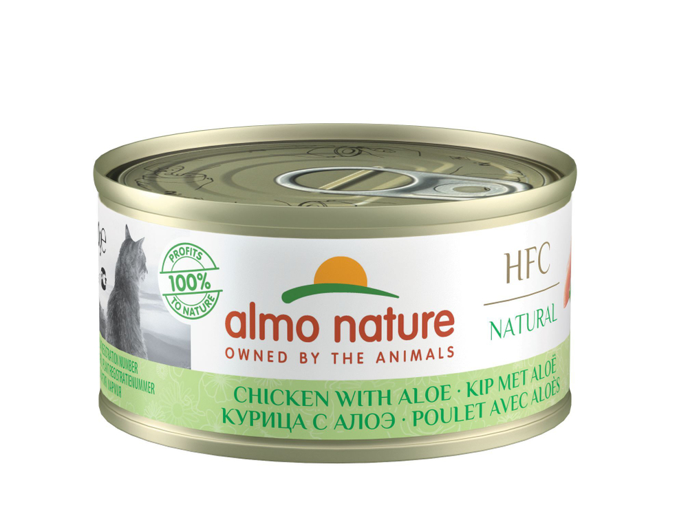 Almo Nature Низкокалорийные консервы для Кошек "Курица с алоэ" (HFC Adult Cat Chicken with aloe Light) 0,07 кг x 1 шт.
