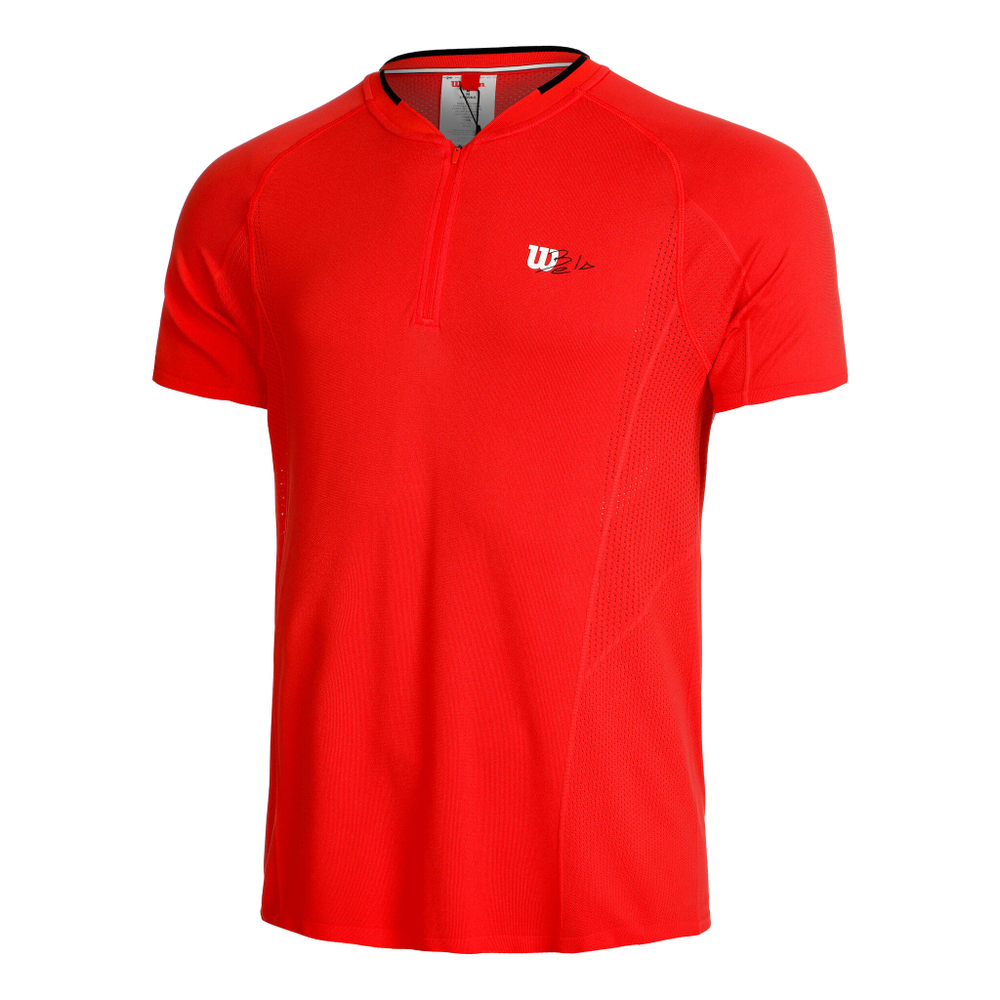 Мужское теннисное поло Wilson Series Seamless Henley Half-Zip 2.0 Polo Men - Red, Black
