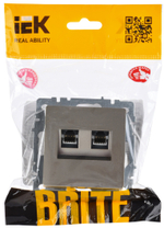 BRITE Розетка двойная RJ11+RJ45 кат.5E РК/Т12-БрС сталь IEK
