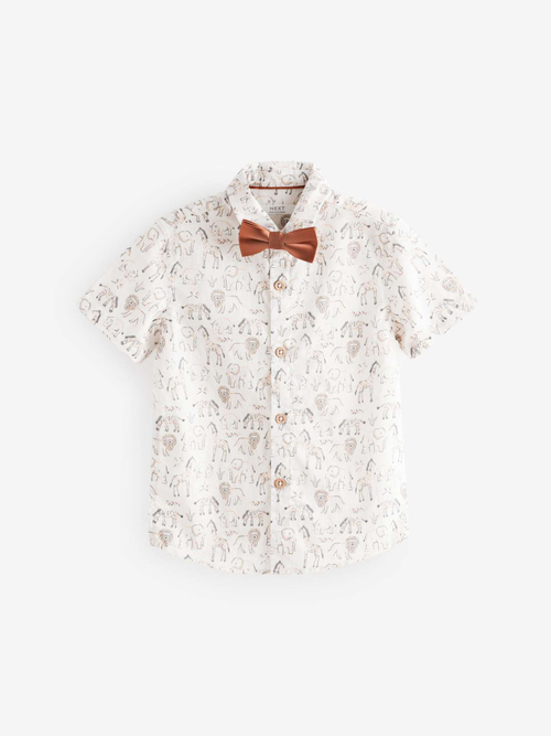 Рубашка и галстук-бабочка в комплекте для мальчика Next E32-655, Кремовый