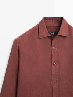 Massimo Dutti Рубашка приталенного кроя из 100% льна, терракотовый