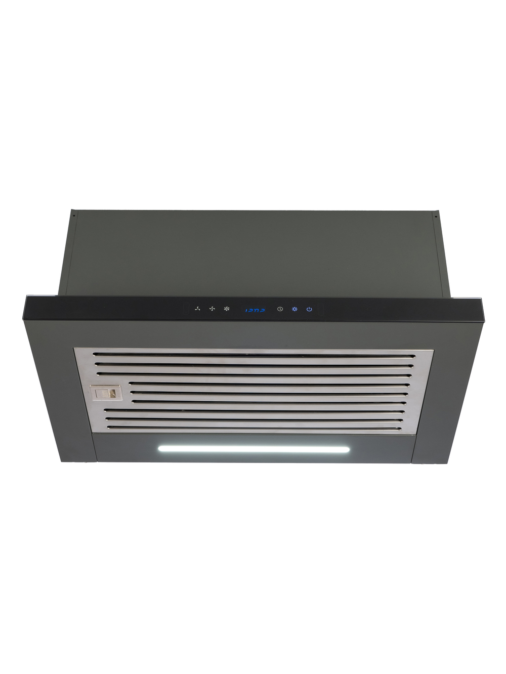 Вытяжка кухонная MACBI Perfa-60G-baf (GREY) серый, D150мм, 1200м3/ч, полновстраиваемая, мотор 230Ватт, стекло 60см, сенсорное управление + управление жестами