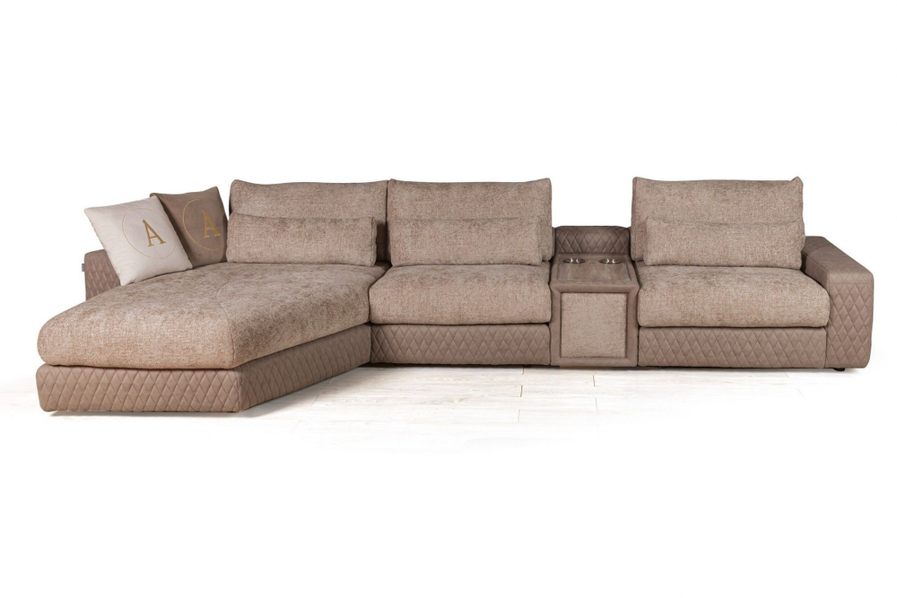 Aldo угловой модульный диван с терминальным шезлонгом, баром и столиком