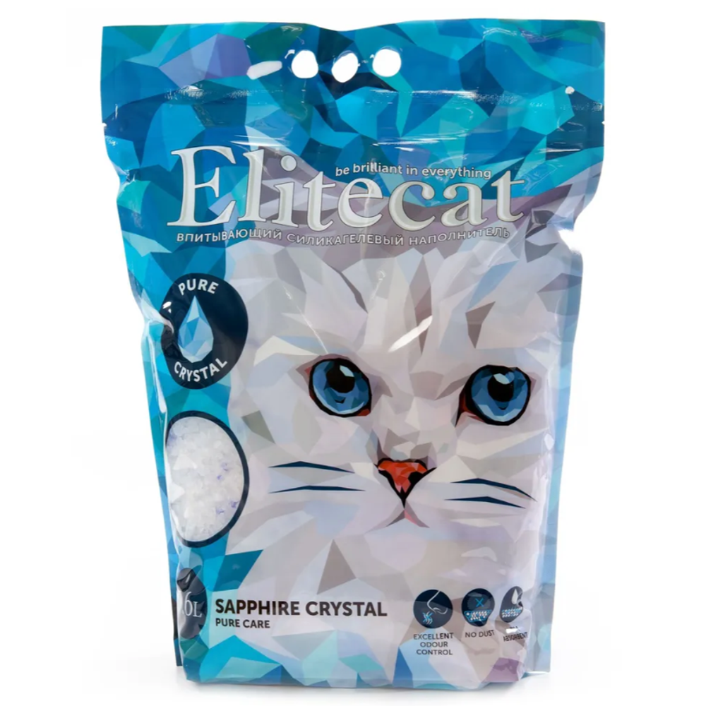 Elitecat наполнитель впитывающий силикагель без запаха "crystal pure", 7.6л
