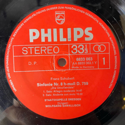 Винтажная виниловая пластинка LP Schubert Шуберт, Мендельсон Mendelssohn, Wolfgang Sawallisch, Unvollendete, Italienische Symphonie (Германия 1976)