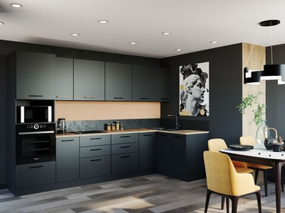 Кухонный гарнитур угловой Антрацит (графит) 3200 1400 мм столешница 26 мм