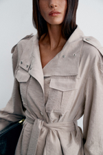 Тренч TEONA укороченный, бежевый