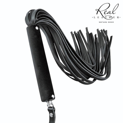 Черная кожаная плеть-флоггер - 84 см. (Цвет: черный)