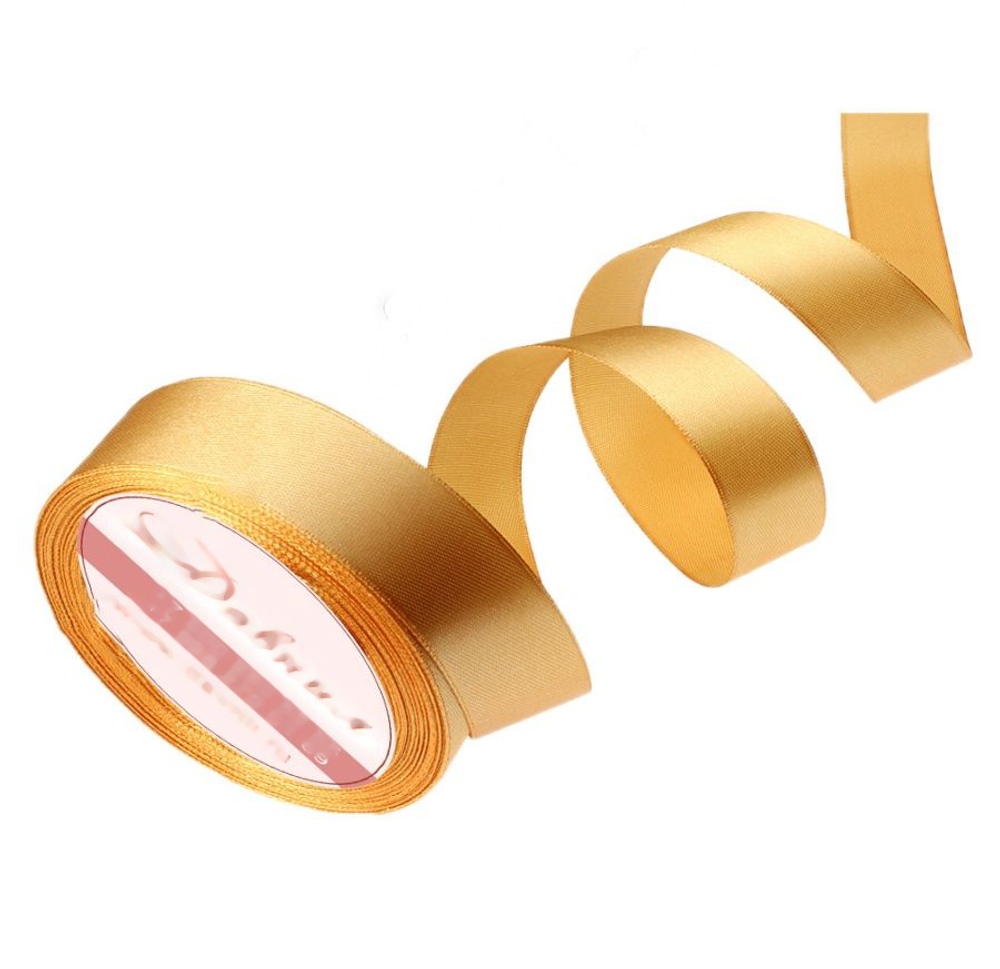 Лента атласная 25 мм. золотистая