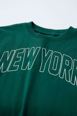 ZARA ФУТБОЛКА С НАДПИСЬЮ, ЗЕЛЕНЫЙ