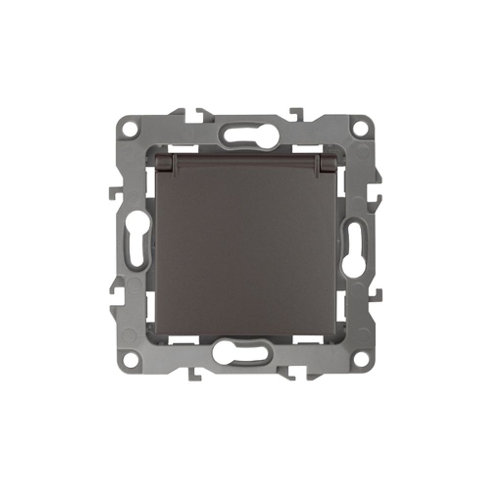 12-2103-13 ЭРА Розетка 2P+E Schuko со шторками с крышкой, 16A-250В, IP20, Эра12, бронза