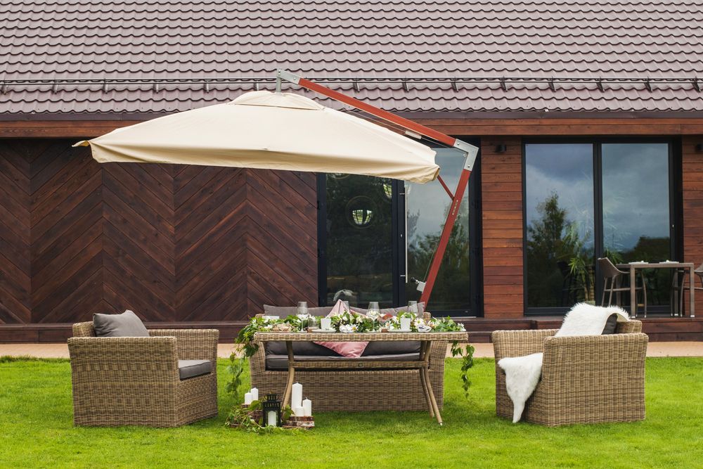 "Аффогато" обеденная группа из искусственного ротанга, цвет соломенный