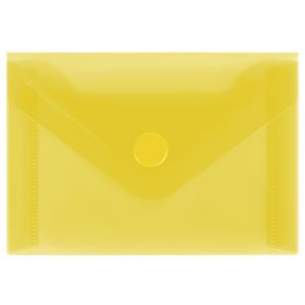 Папка-конверт на кнопке СТАММ А7 (74*105мм), 150мкм, пластик, прозрачная, желтая
