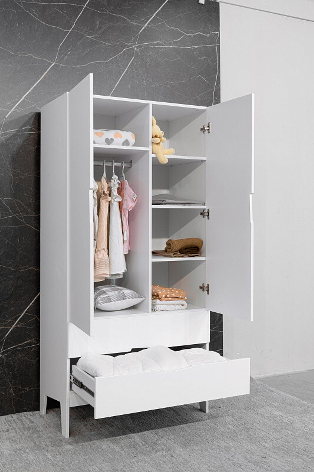 Шкаф Antemi Fiora белый/белый