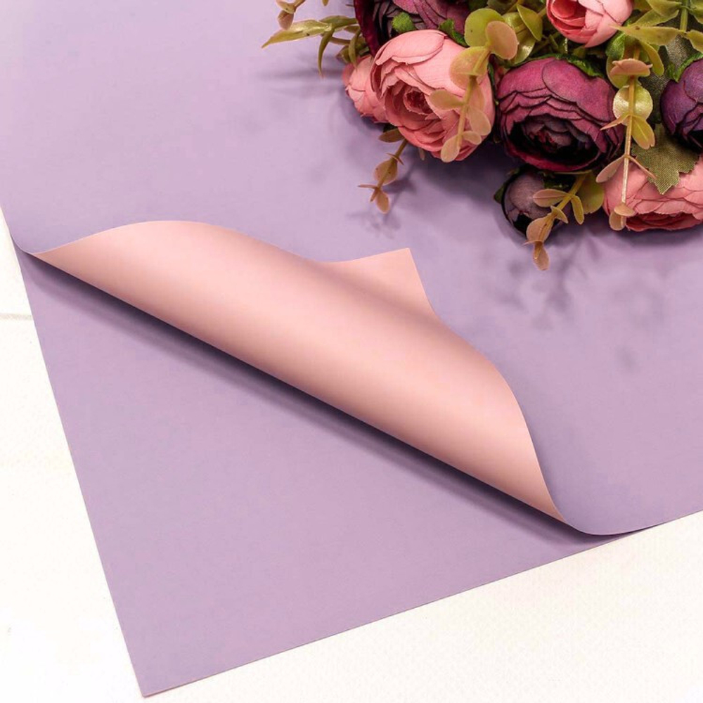 Пленка В листах 20 шт 60 х 60 см двухсторонняя (Сиреневый, Персиковый)